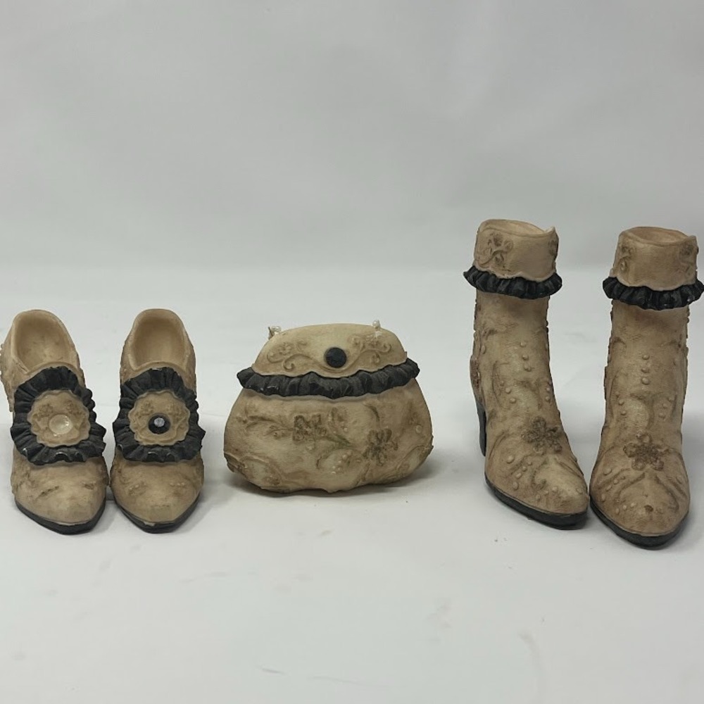 Greenbrier International Inc. Miniature Pair Of Shoes w/Matching Purse Figurines